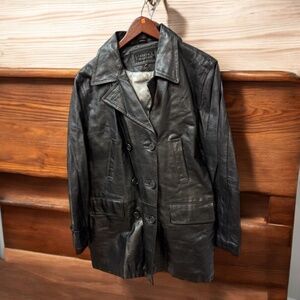 Genuine Leather,Woman,Black,genuine Leather Jacket,Sz 2X,Pockets,Long Sleeve.!